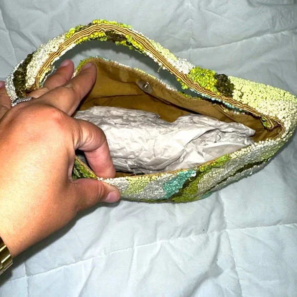 Viral Green Beaded/sequin Bag NWT - Picture 5 of 5